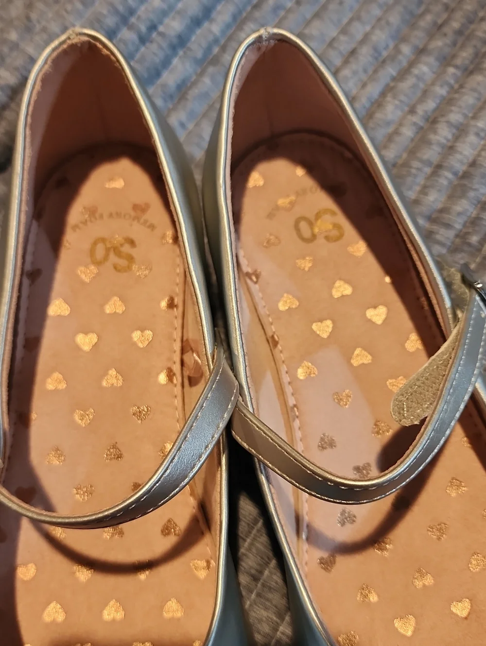 Girls' Silver Mary Jane Shoes with Glitter Heels Size 6